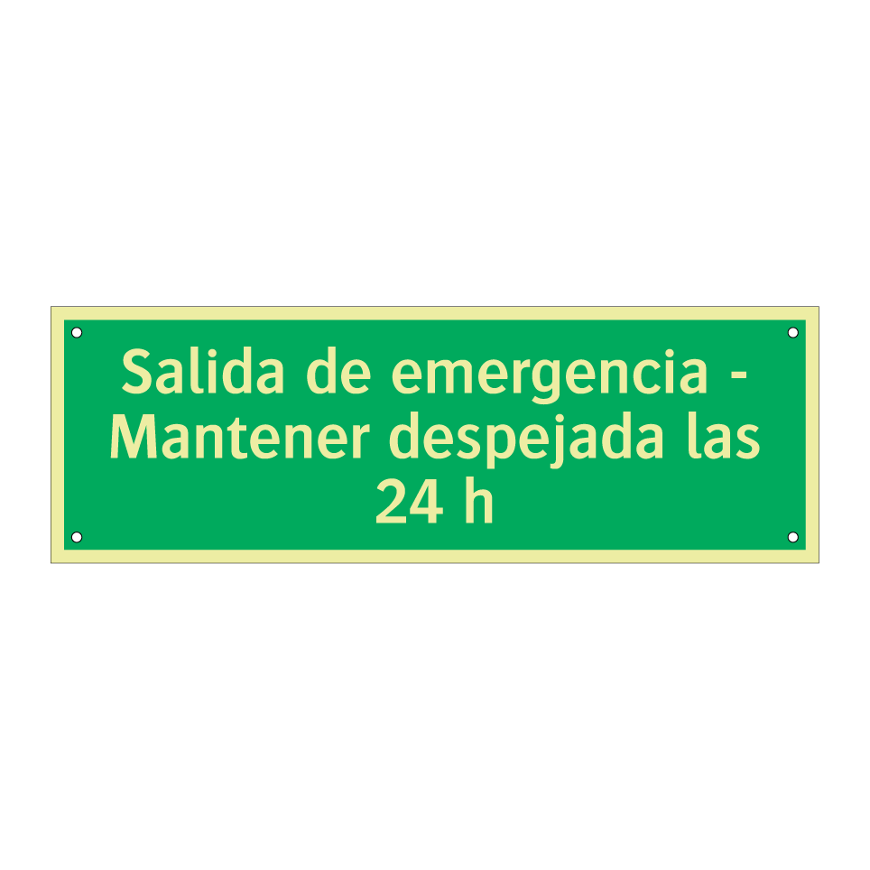 Salida de emergencia - Mantener despejada las 24 h