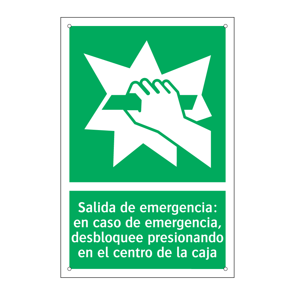 Salida de emergencia: en caso de emergencia, desbloquee presionando en el centro de la caja