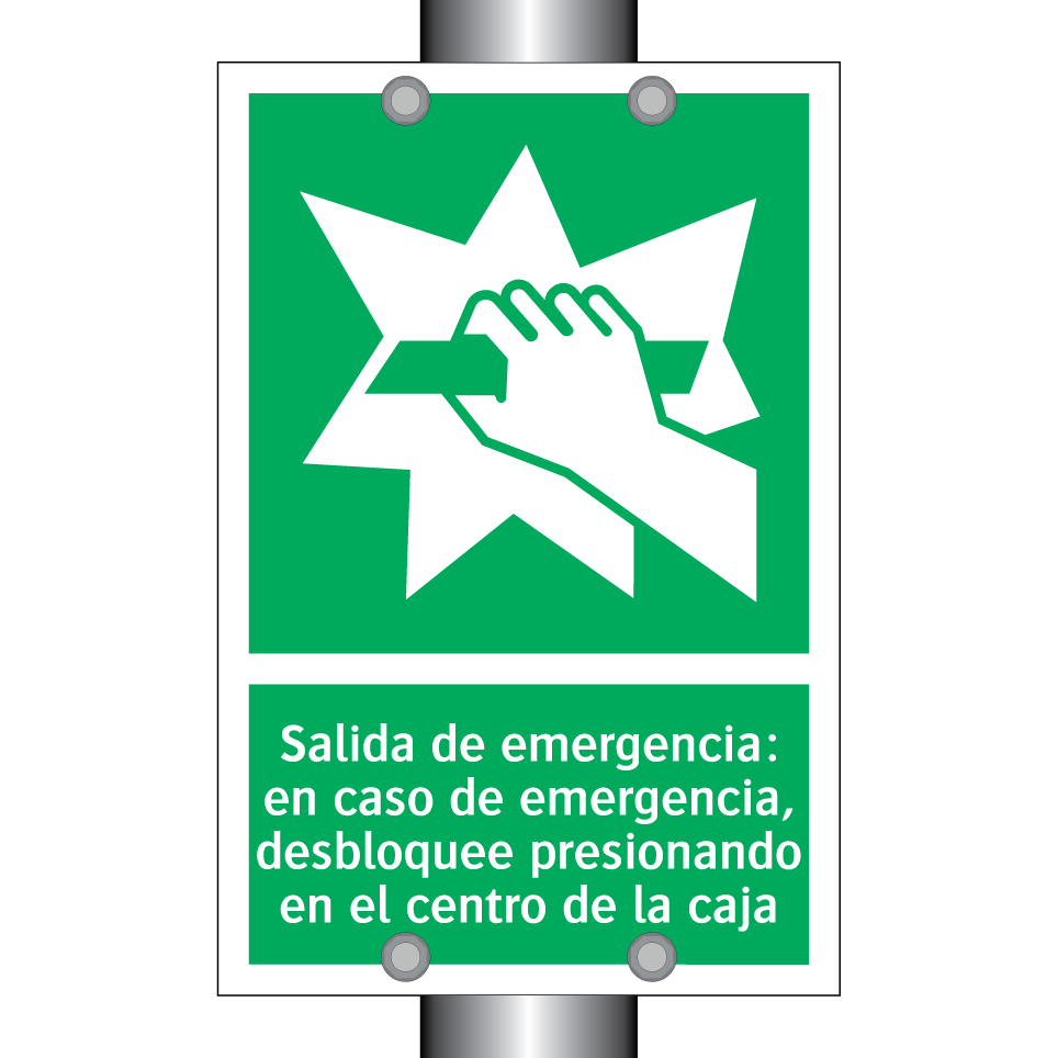 Salida de emergencia: en caso de emergencia, desbloquee presionando en el centro de la caja