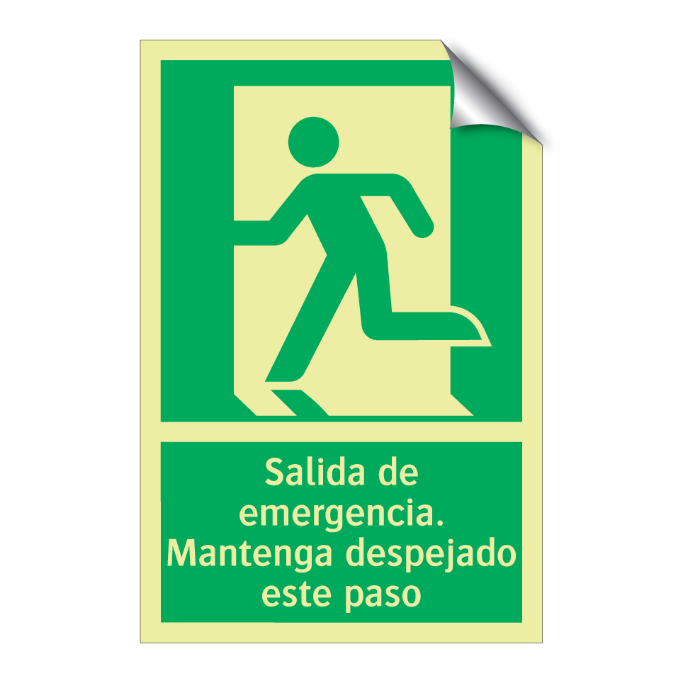 Salida de emergencia. Mantenga despejado este paso