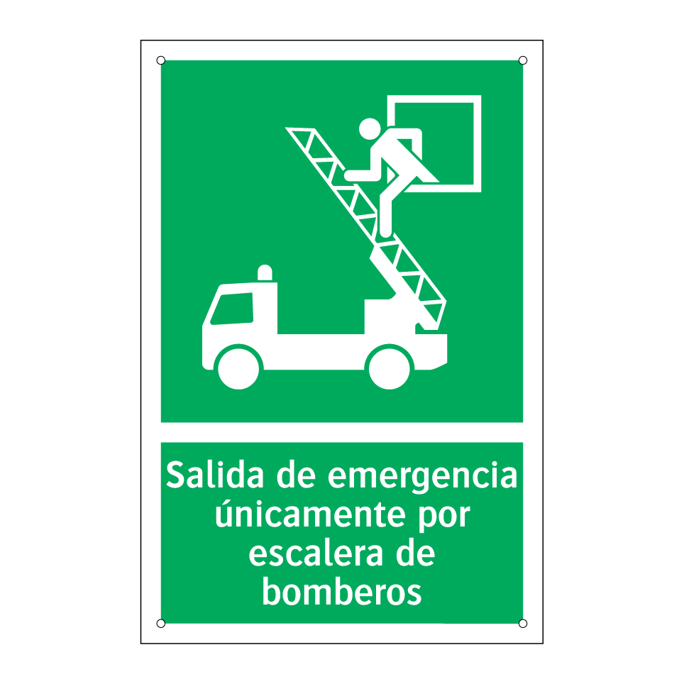 Salida de emergencia únicamente por escalera de bomberos
