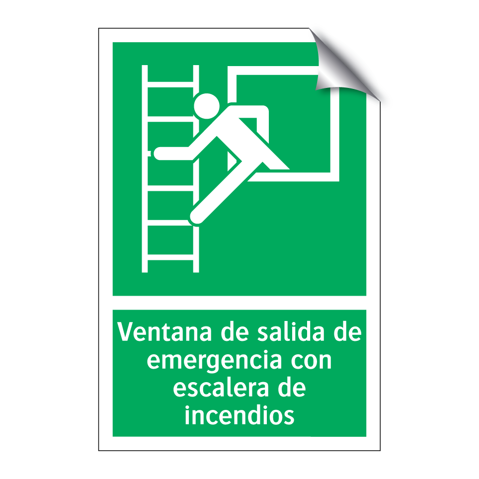Ventana de salida de emergencia con escalera de incendios