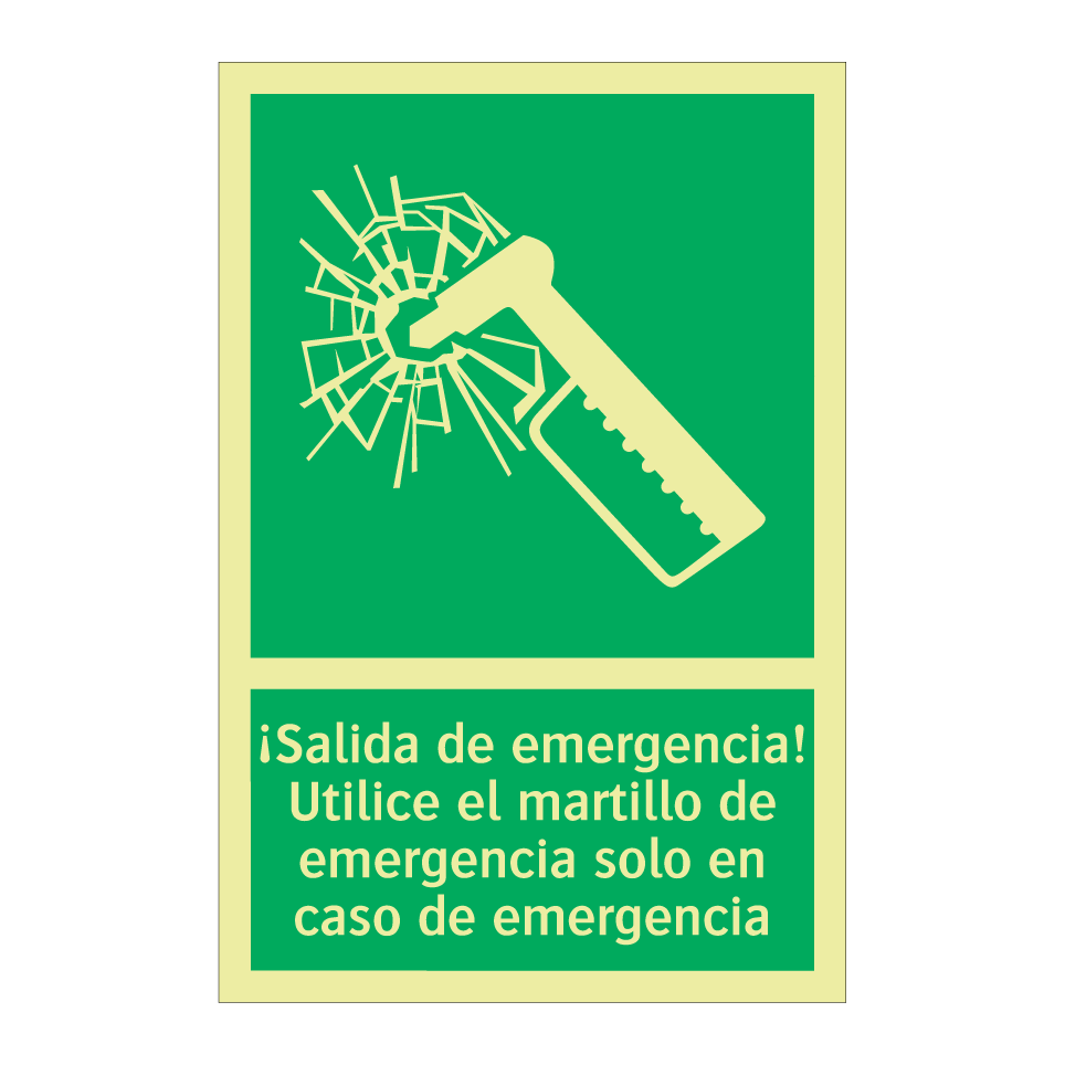 ¡Salida de emergencia! Utilice el martillo de emergencia solo en caso de emergencia