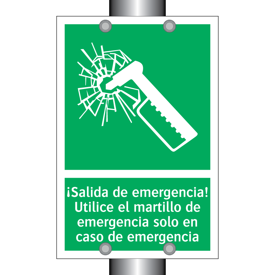 ¡Salida de emergencia! Utilice el martillo de emergencia solo en caso de emergencia