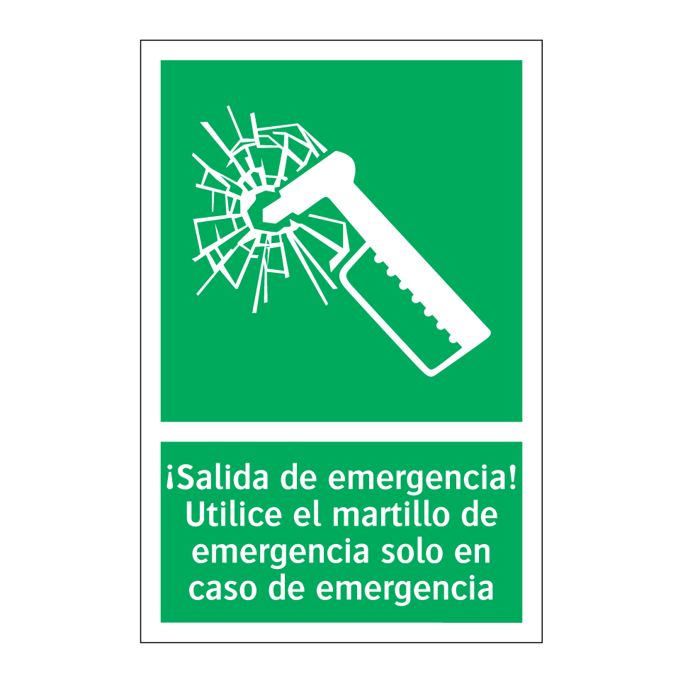 ¡Salida de emergencia! Utilice el martillo de emergencia solo en caso de emergencia