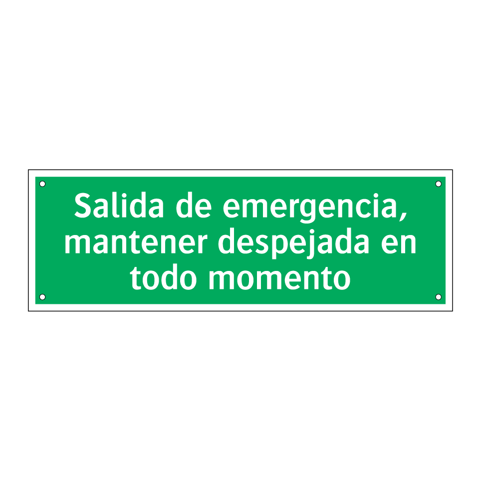 Salida de emergencia, mantener despejada en todo momento