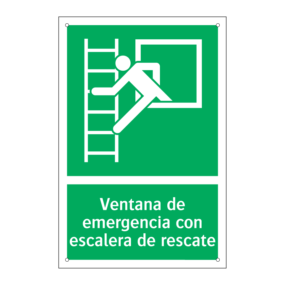 Ventana de emergencia con escalera de rescate