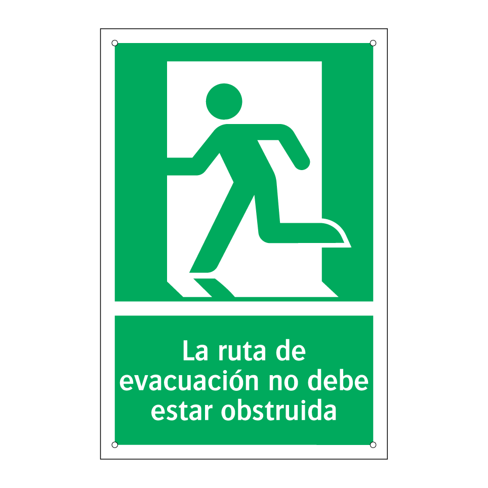 La ruta de evacuación no debe estar obstruida