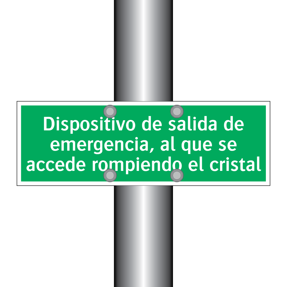 Dispositivo de salida de emergencia, al que se accede rompiendo el cristal