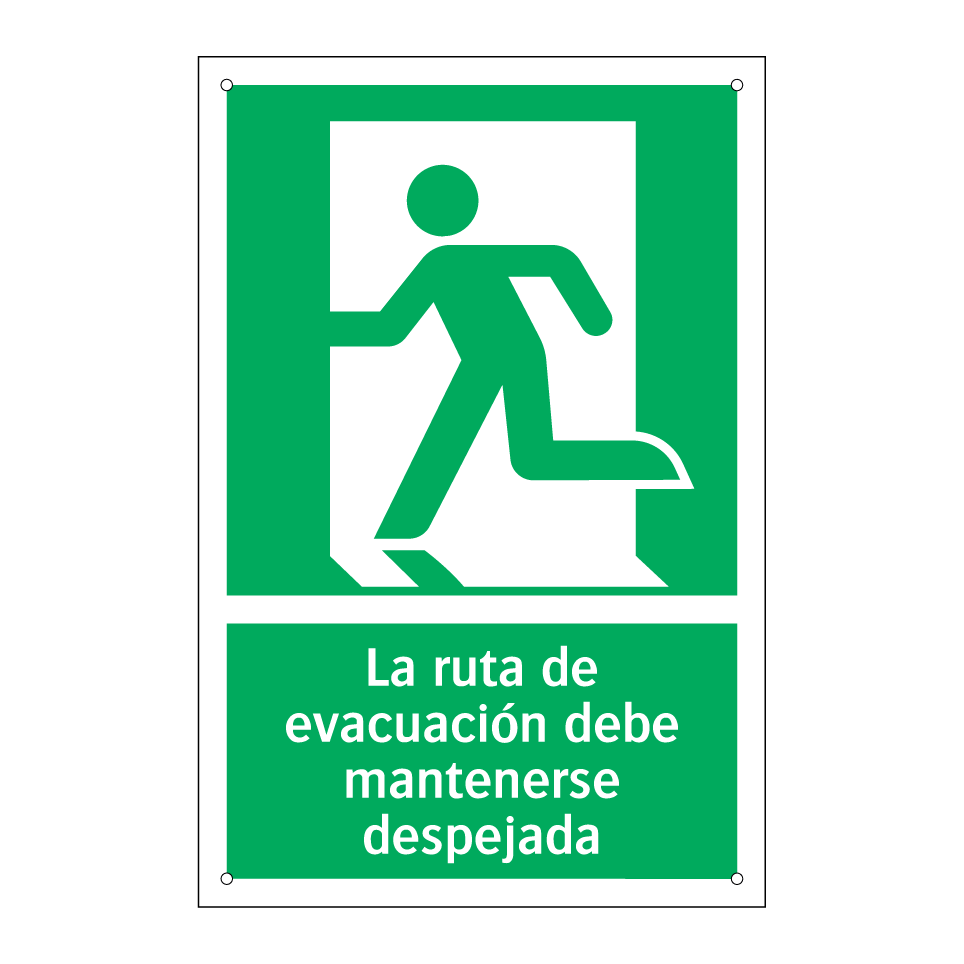 La ruta de evacuación debe mantenerse despejada
