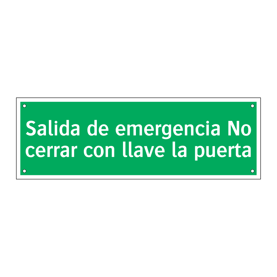 Salida de emergencia No cerrar con llave la puerta