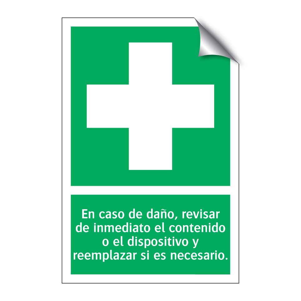 En caso de daño, revisar de inmediato el contenido o el dispositivo y reemplazar si es necesario.