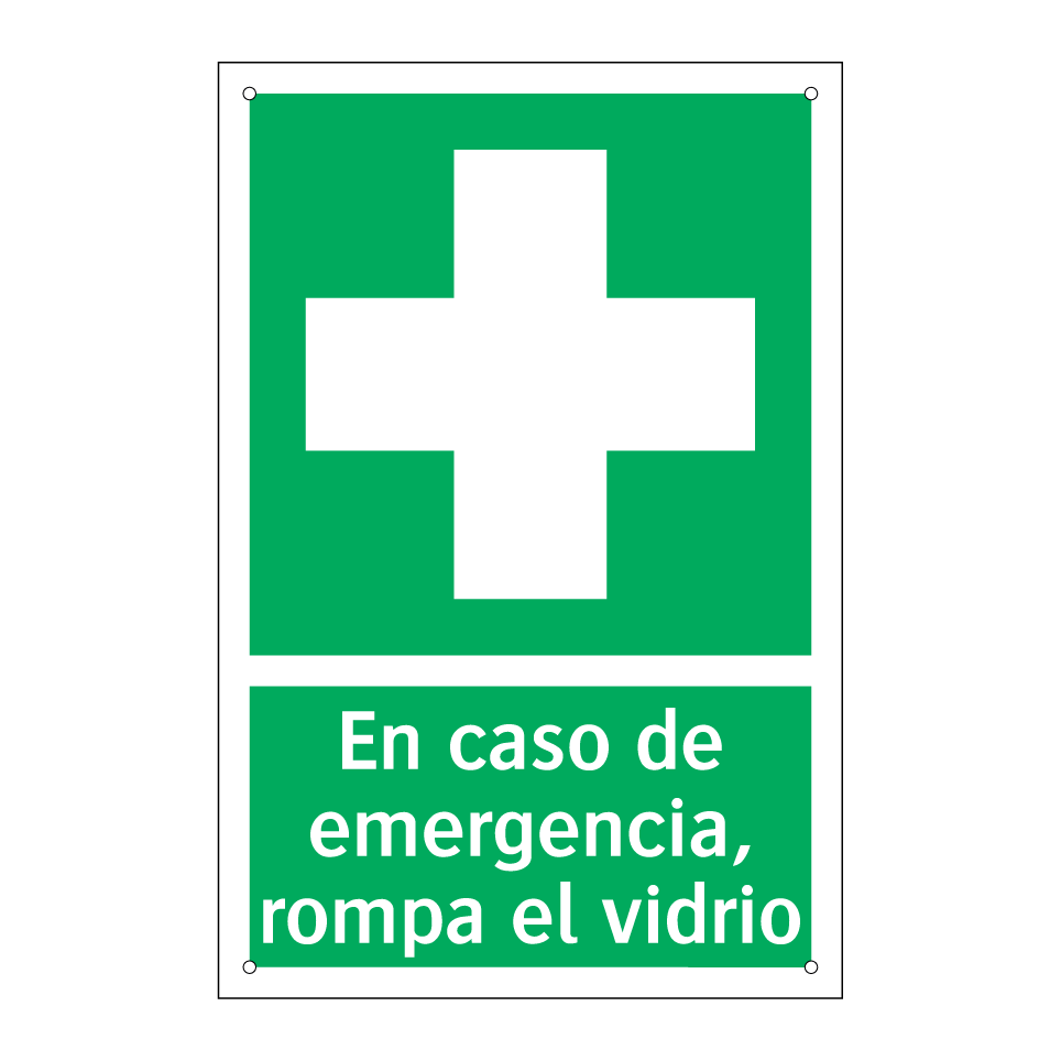 En caso de emergencia, rompa el vidrio