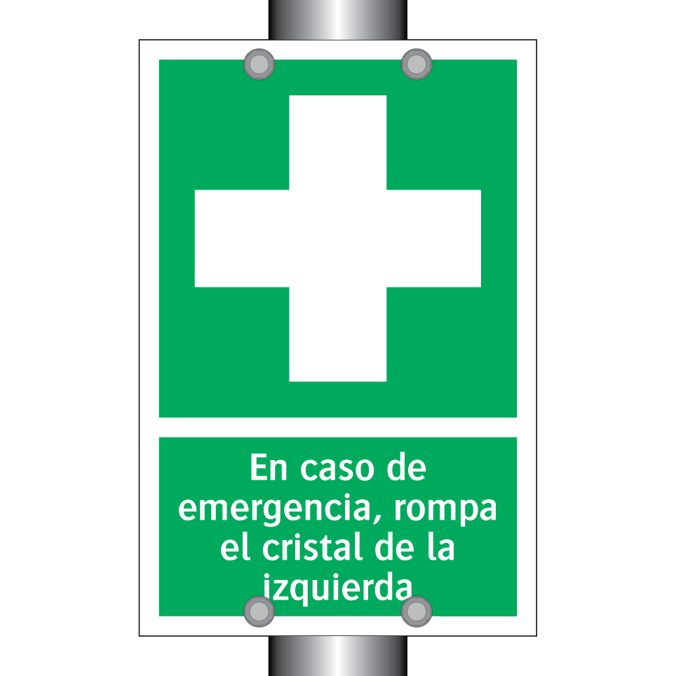 En caso de emergencia, rompa el cristal de la izquierda