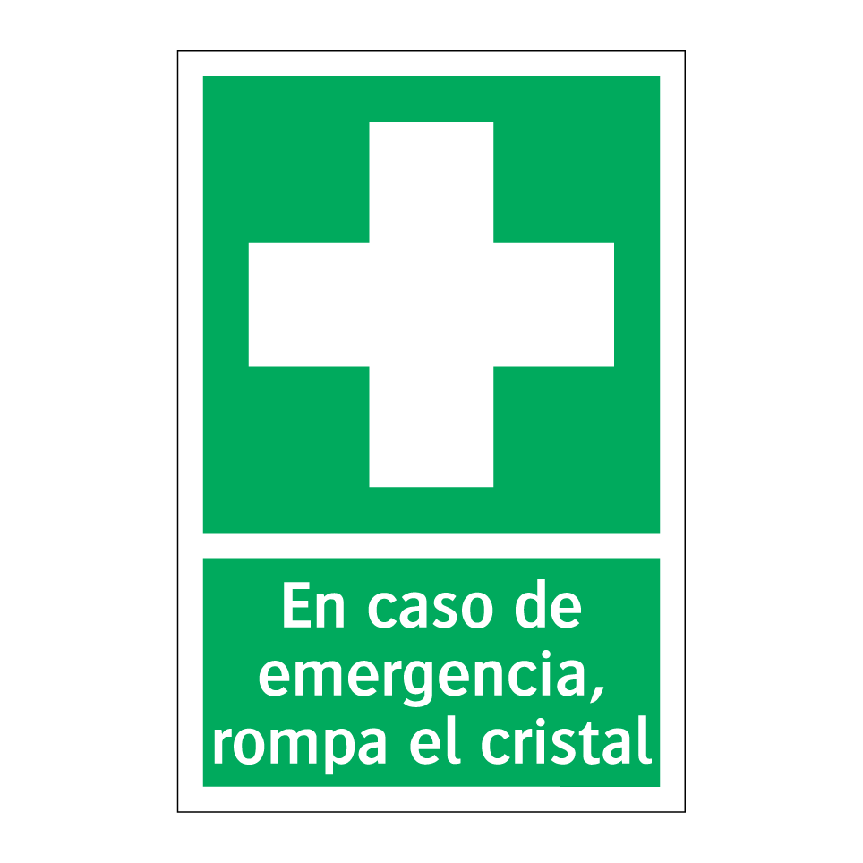 En caso de emergencia, rompa el cristal