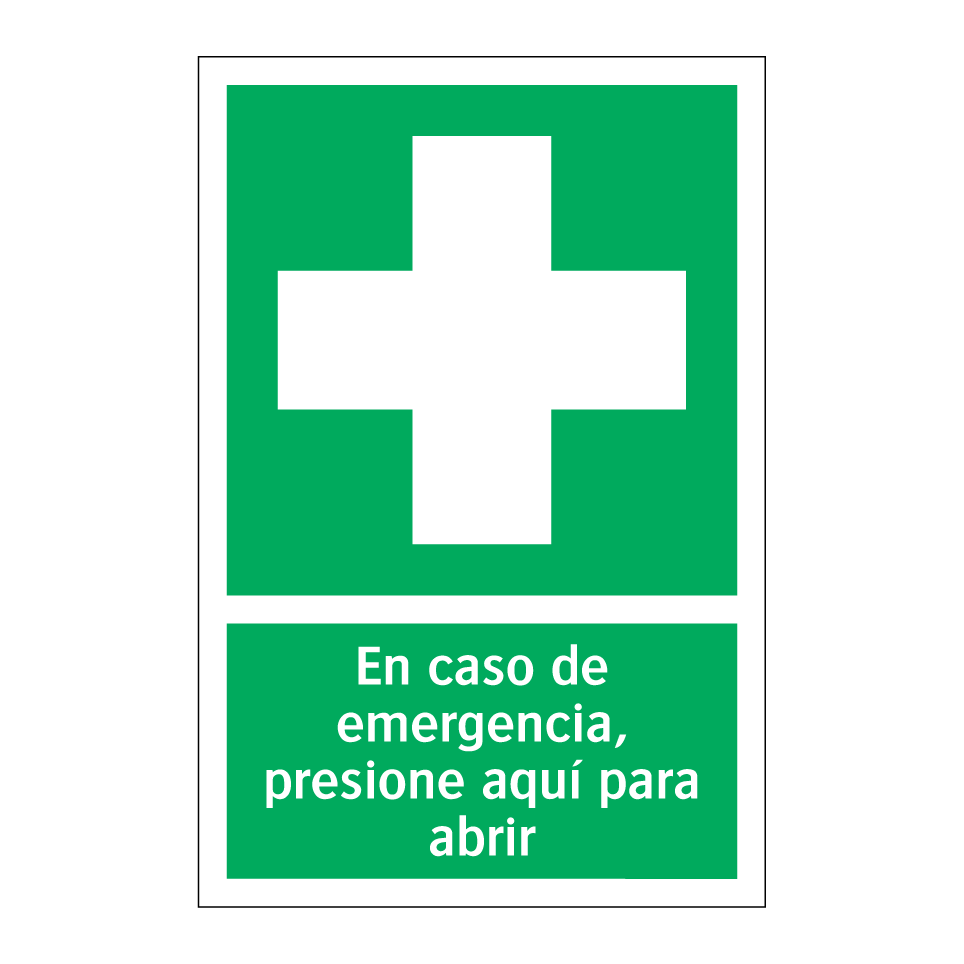 En caso de emergencia, presione aquí para abrir