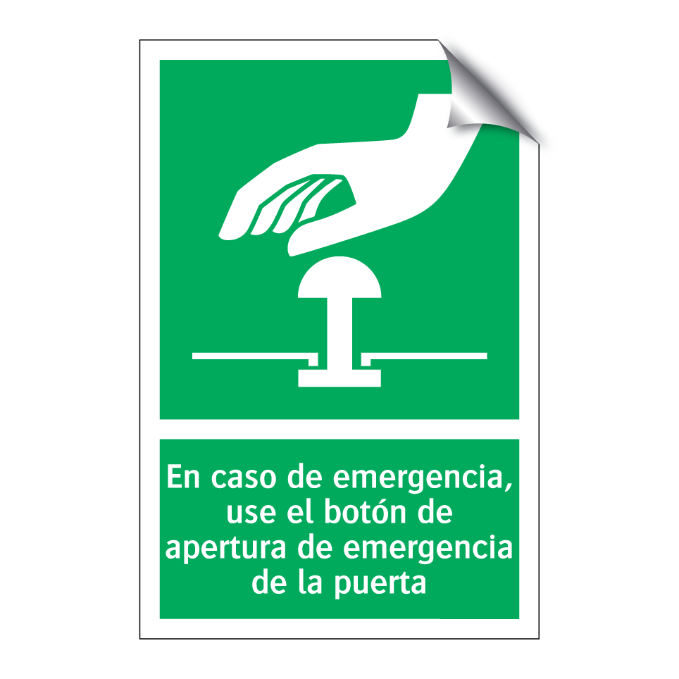 En caso de emergencia, use el botón de apertura de emergencia de la puerta