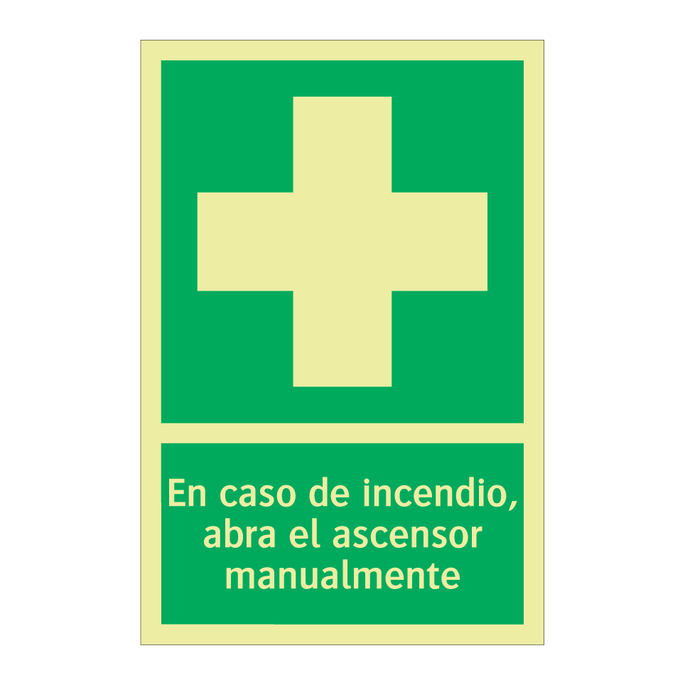 En caso de incendio, abra el ascensor manualmente