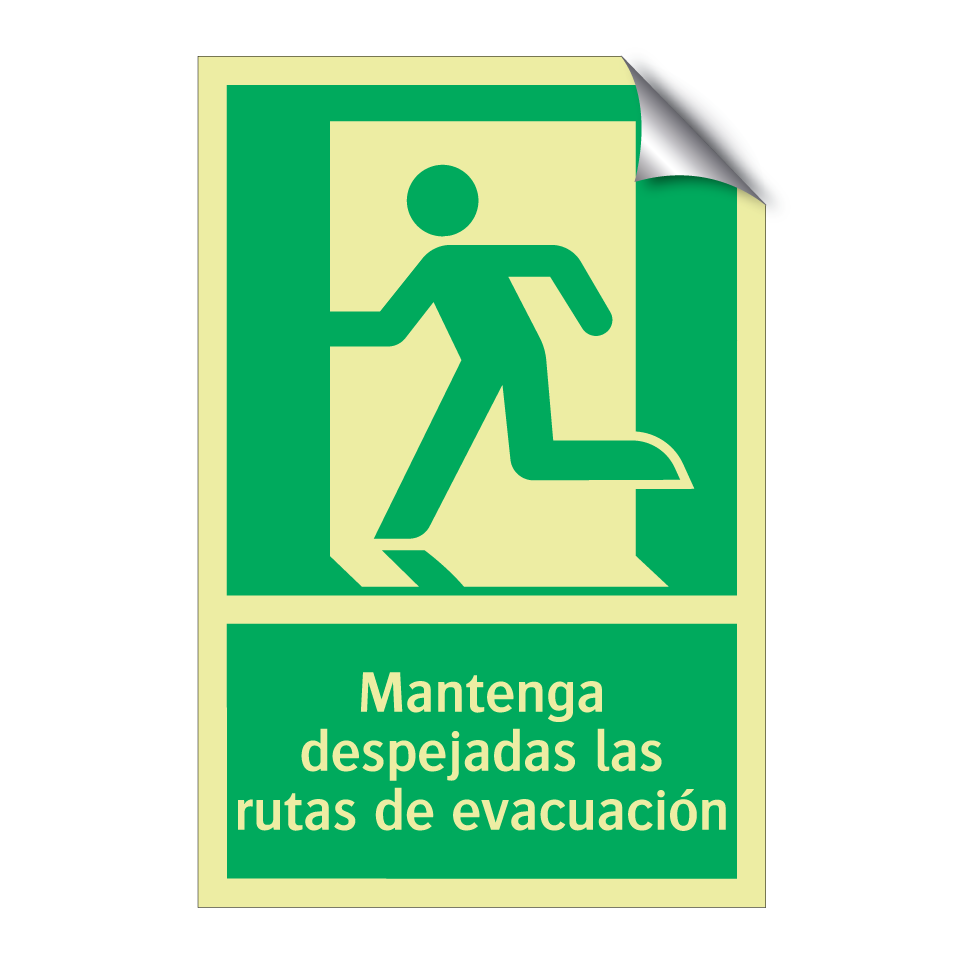 Mantenga despejadas las rutas de evacuación