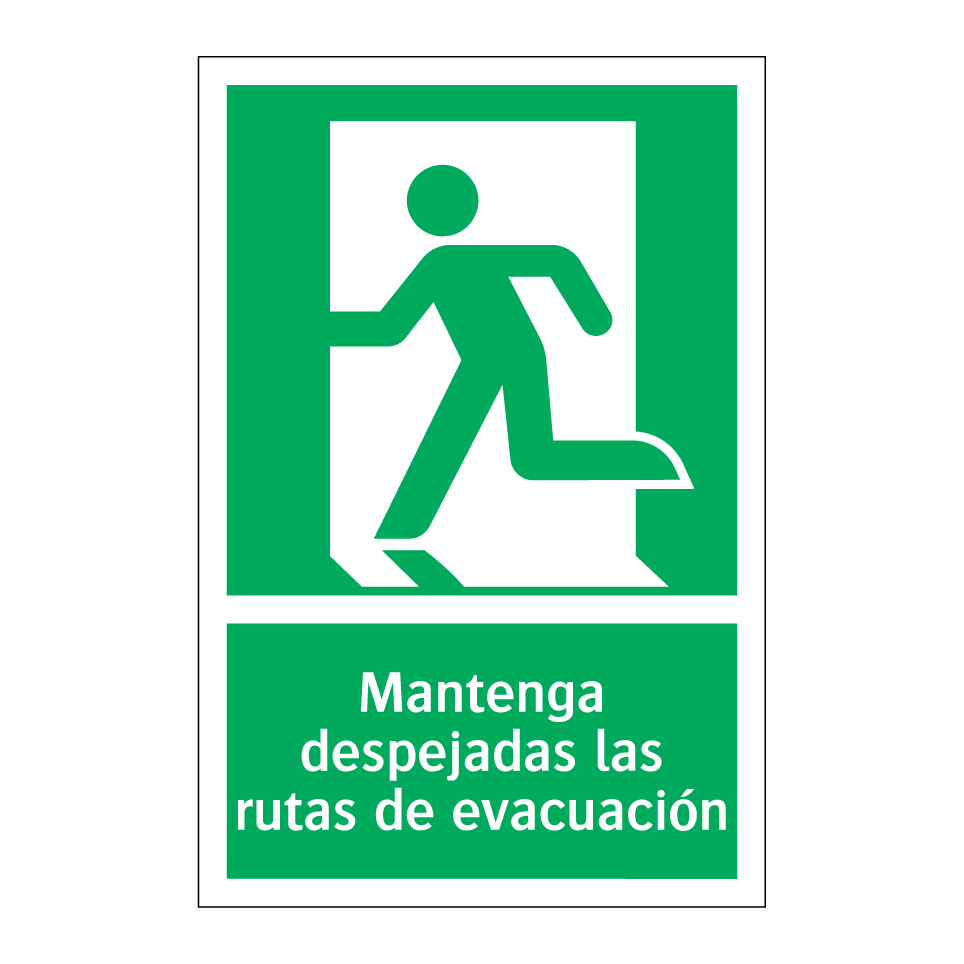 Mantenga despejadas las rutas de evacuación