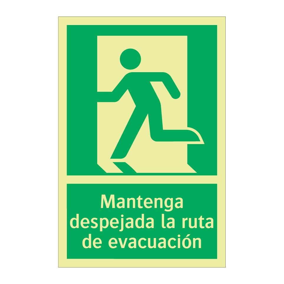 Mantenga despejada la ruta de evacuación