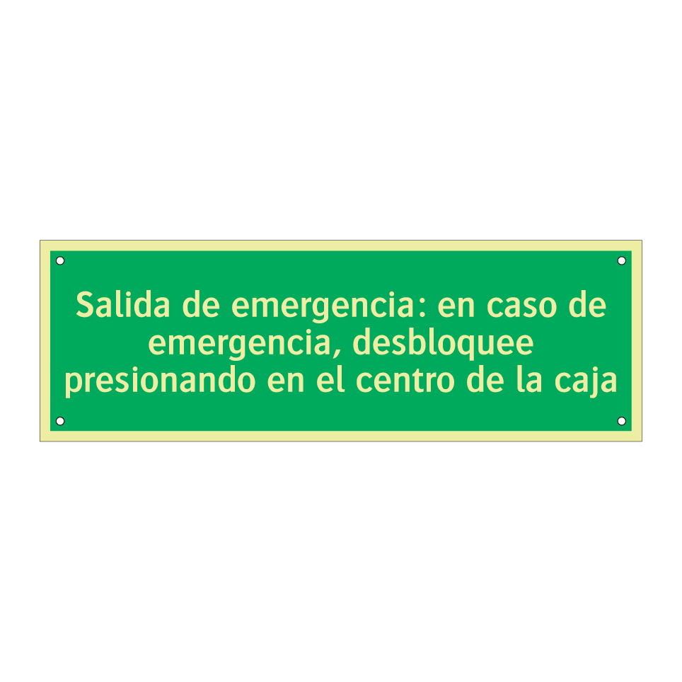 Salida de emergencia: en caso de emergencia, desbloquee presionando en el centro de la caja