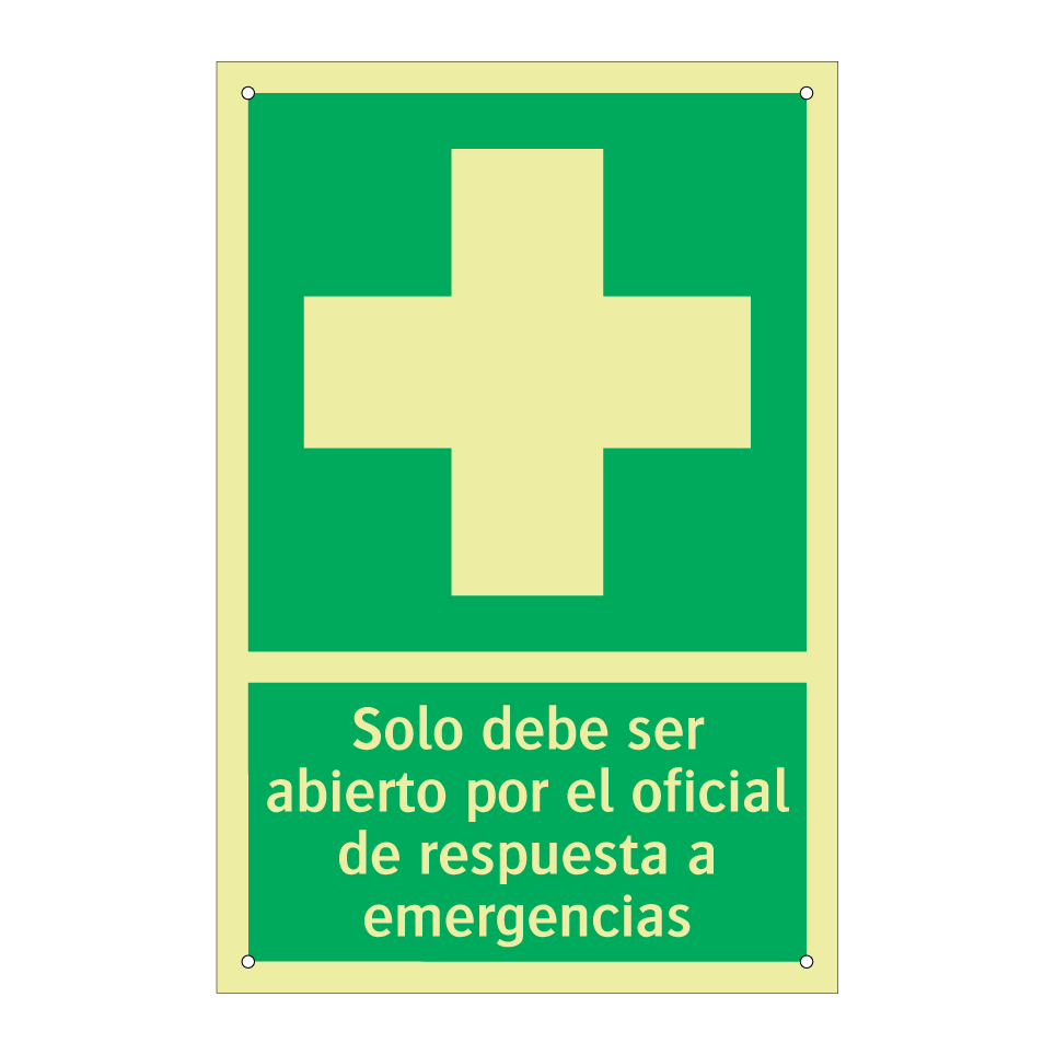 Solo debe ser abierto por el oficial de respuesta a emergencias