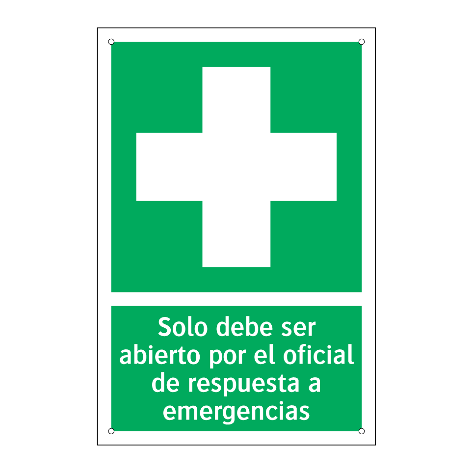 Solo debe ser abierto por el oficial de respuesta a emergencias