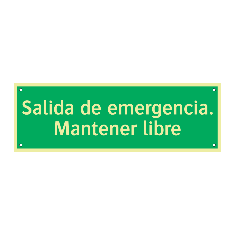 Salida de emergencia. Mantener libre