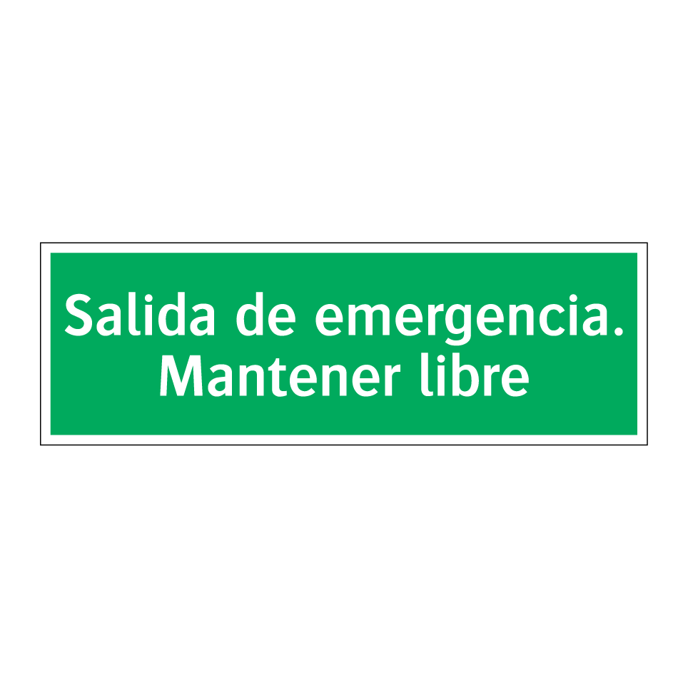 Salida de emergencia. Mantener libre