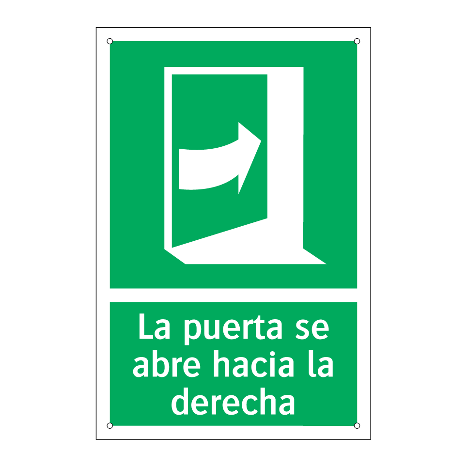La puerta se abre hacia la derecha