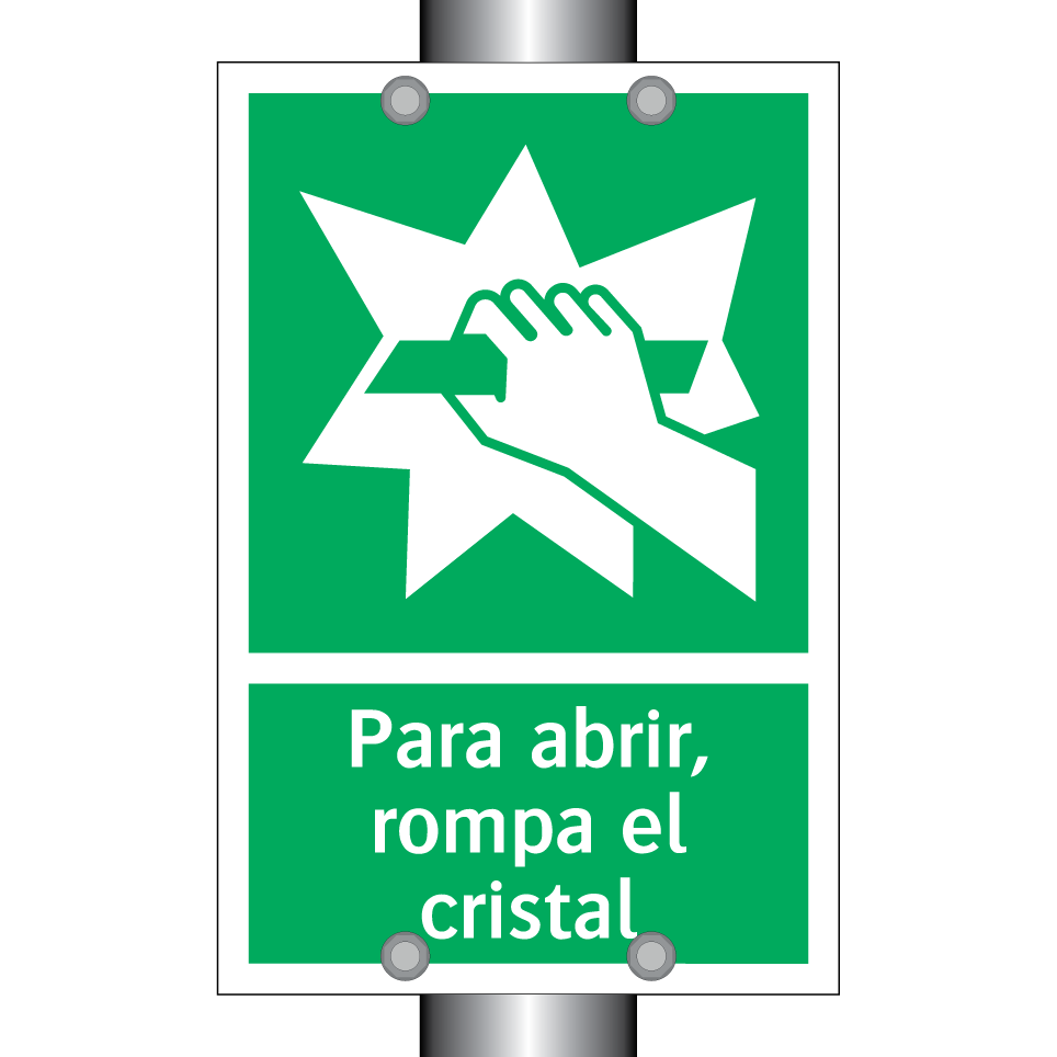 Para abrir, rompa el cristal