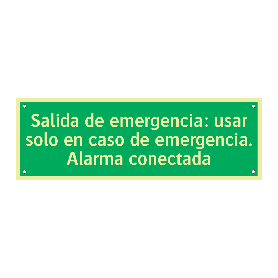 Salida de emergencia: usar solo en caso de emergencia. Alarma conectada