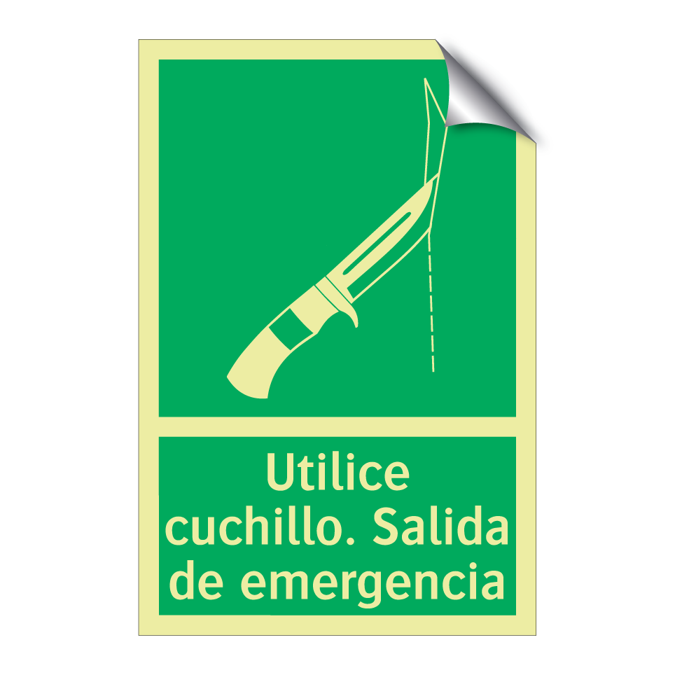 Utilice cuchillo. Salida de emergencia