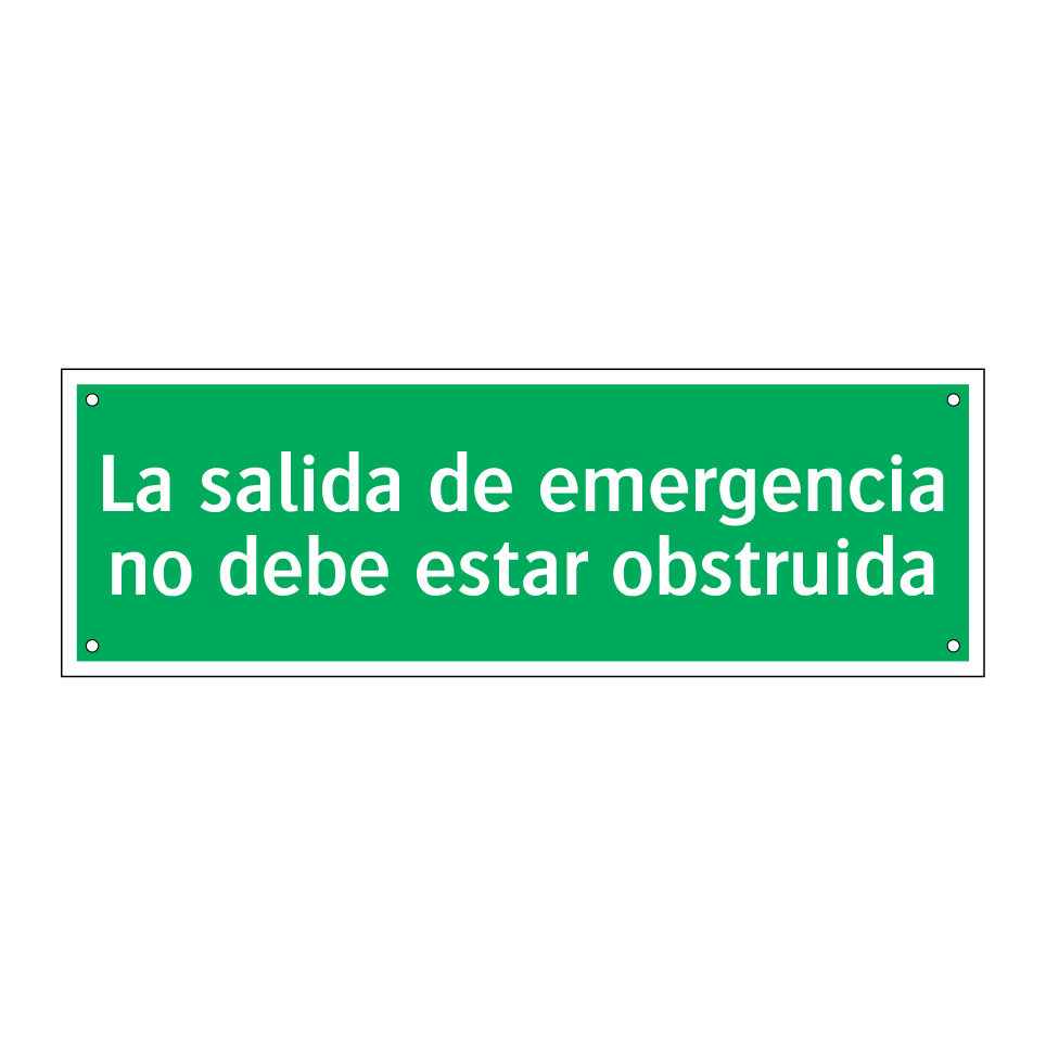 La salida de emergencia no debe estar obstruida