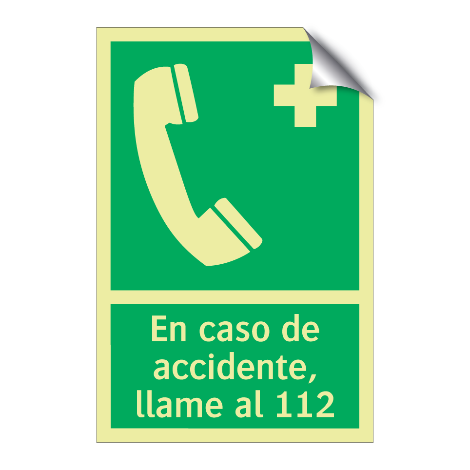 En caso de accidente, llame al 112