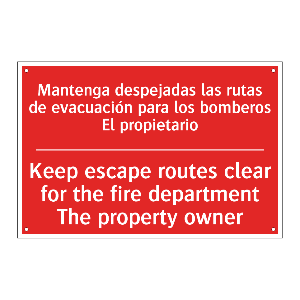 Mantenga despejadas las rutas /.../ - Keep escape routes clear for /.../