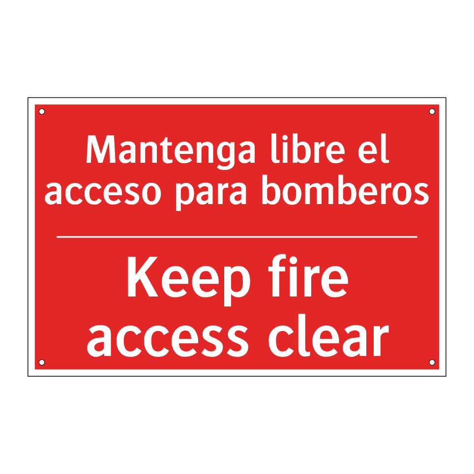 Mantenga libre el acceso para /.../ - Keep fire access clear