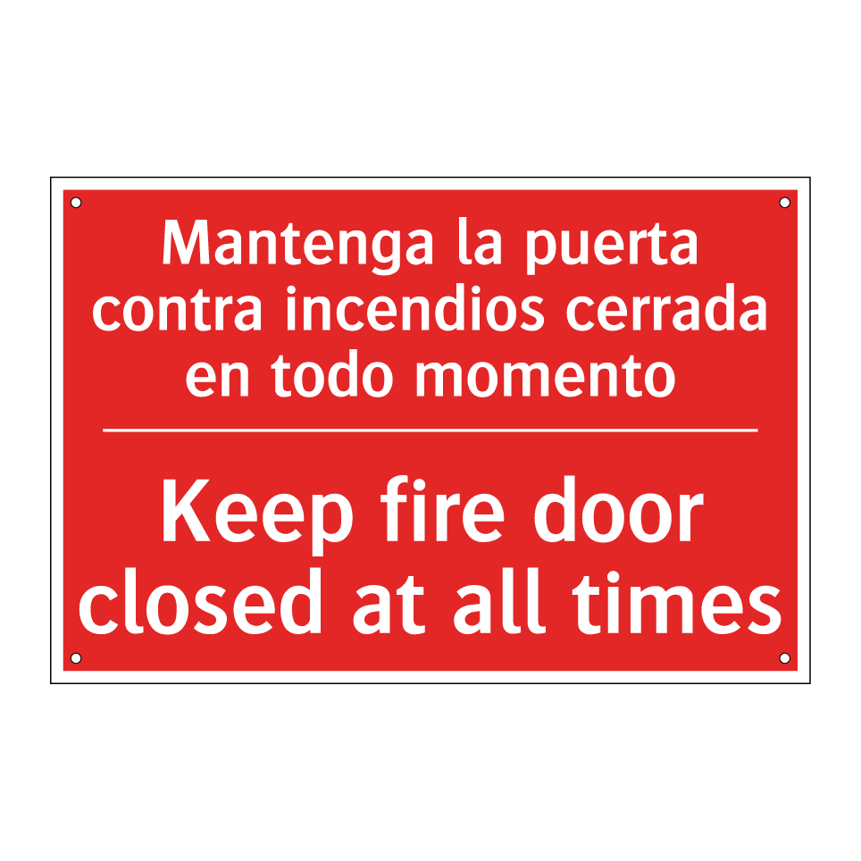 Mantenga la puerta contra /.../ - Keep fire door closed at all /.../