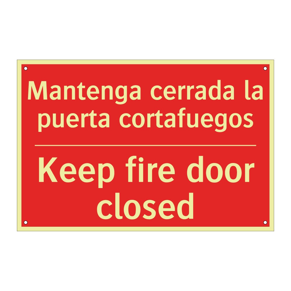 Mantenga cerrada la puerta /.../ - Keep fire door closed