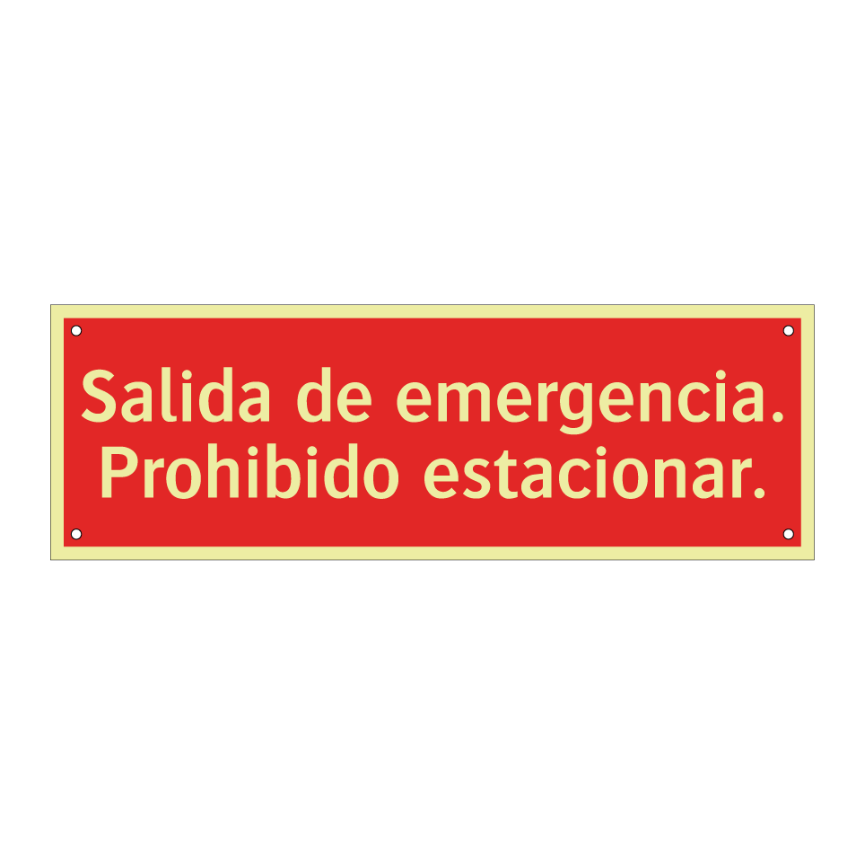 Salida de emergencia. Prohibido estacionar.