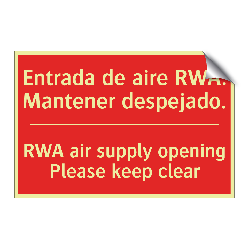 Entrada de aire RWA. Mantener /.../ - RWA air supply opening Please /.../