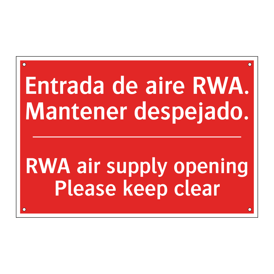 Entrada de aire RWA. Mantener /.../ - RWA air supply opening Please /.../