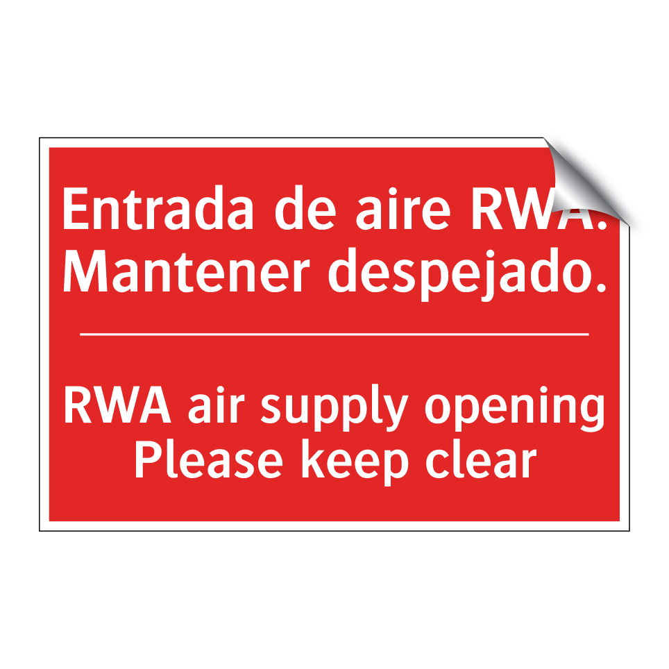 Entrada de aire RWA. Mantener /.../ - RWA air supply opening Please /.../