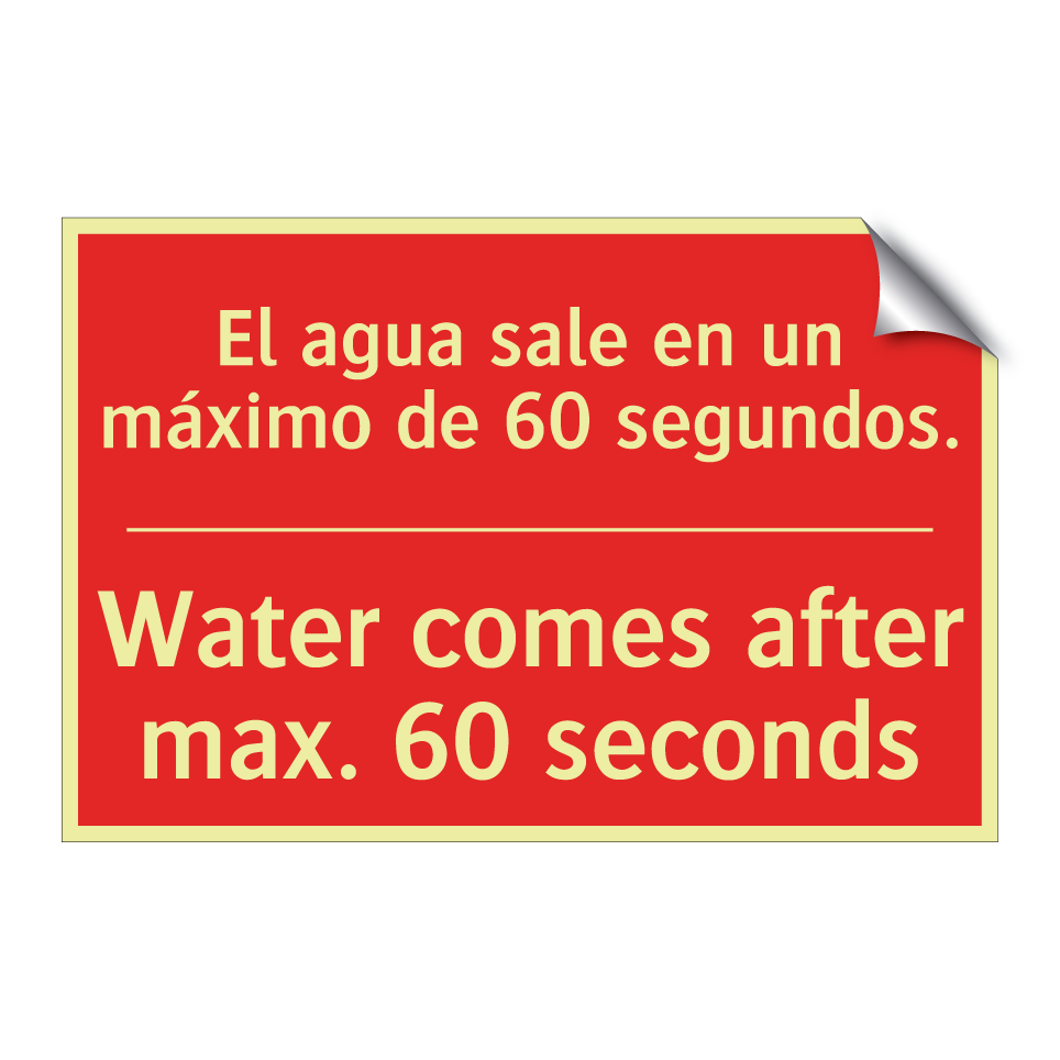 El agua sale en un máximo de /.../ - Water comes after max. 60 /.../