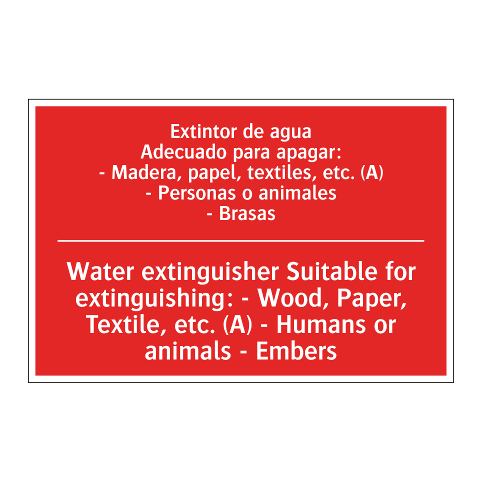 Extintor de agua /.../ - Water extinguisher Suitable /.../