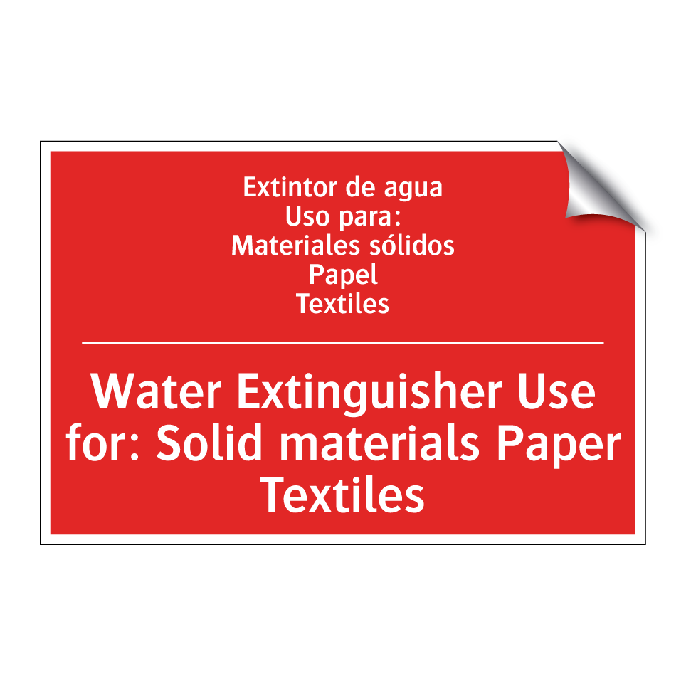 Extintor de agua /.../ - Water Extinguisher Use for: /.../
