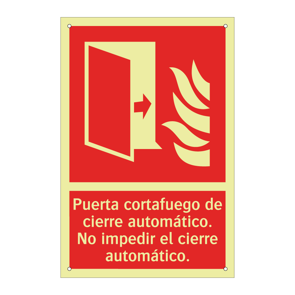 Puerta cortafuego de cierre automático. No impedir el cierre automático.