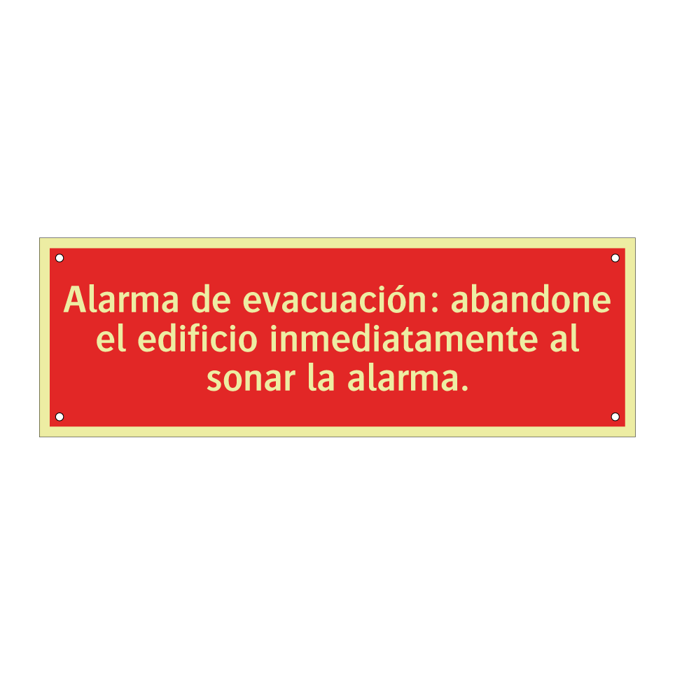 Alarma de evacuación: abandone el edificio inmediatamente al sonar la alarma.