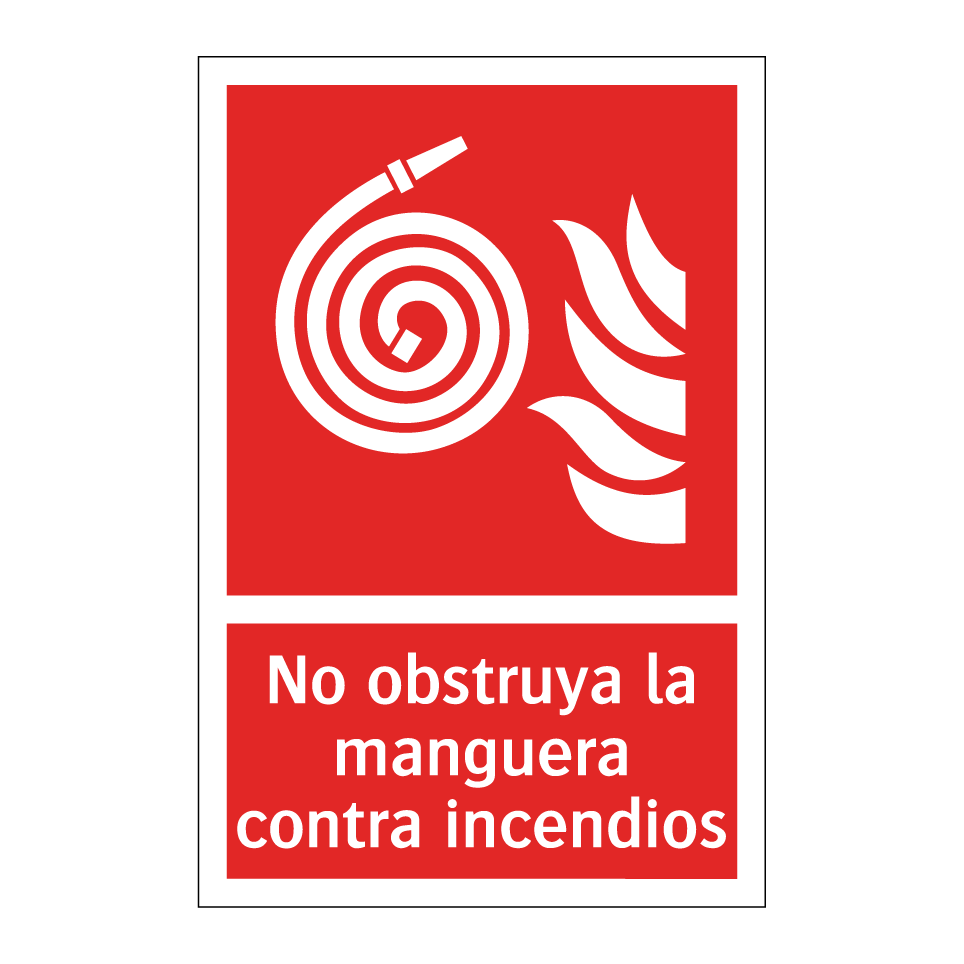 No obstruya la manguera contra incendios